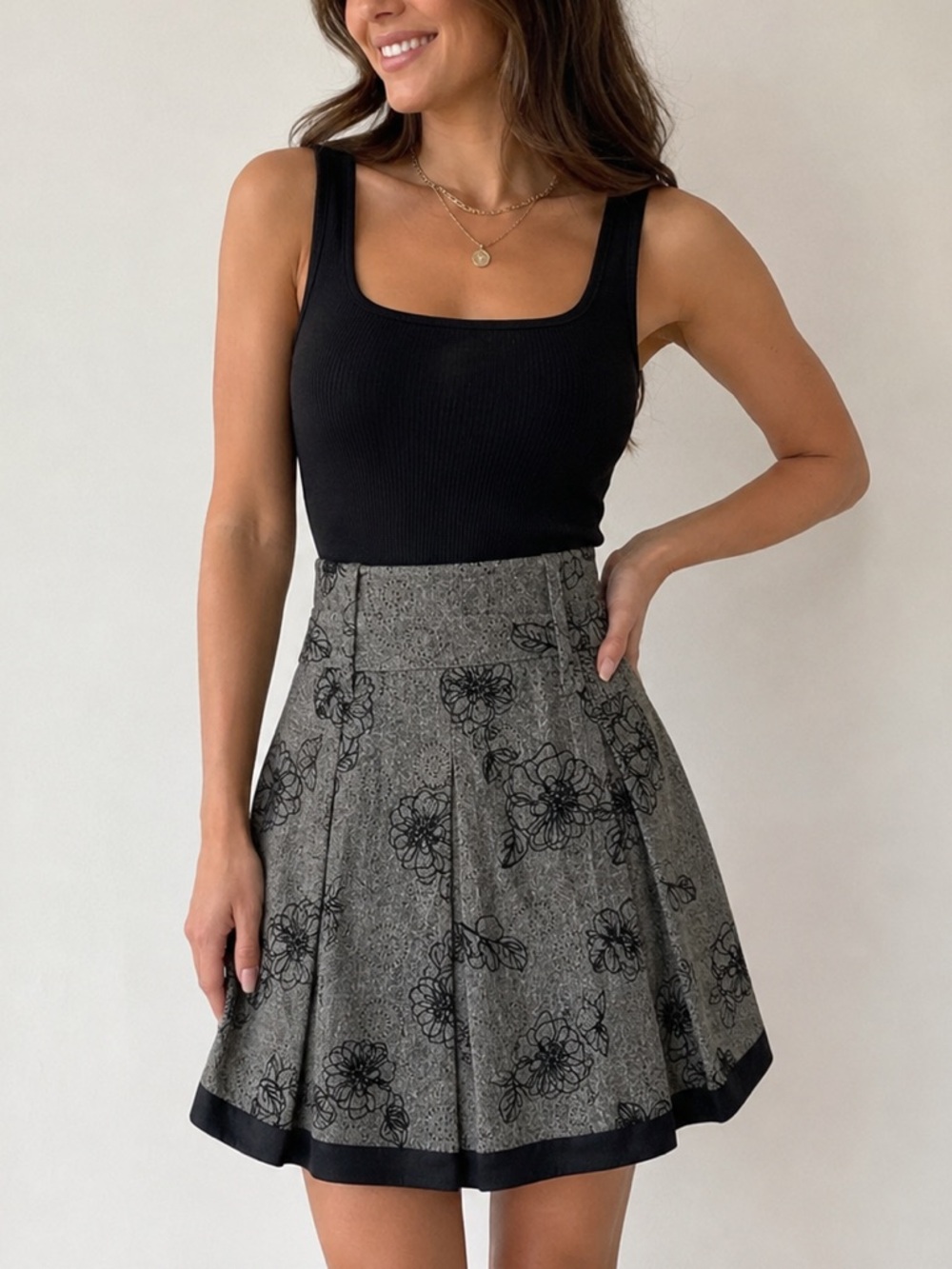 Ali Miles frost black embroidered skirt.